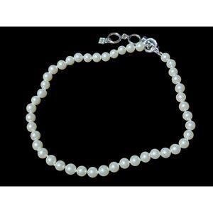 Givenchy Signed Silver Tone Faux White Pearl Classic Necklace Toggle Closure